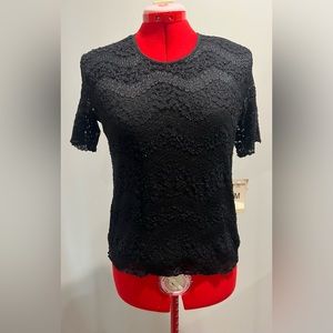 Notations black lace top with lining